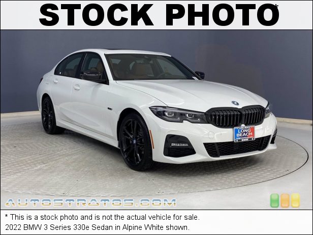 Stock photo for this 2022 BMW 3 Series 330e Sedan 2.0 Liter DI TwinPower Turbocharged DOHC 16-Valve VVT 4 Cylinder 8 Speed Automatic