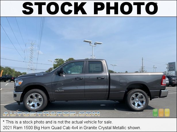 Stock photo for this 2021 Ram 1500 Cab 4x4 5.7 Liter OHV HEMI 16-Valve VVT MDS V8 8 Speed Automatic