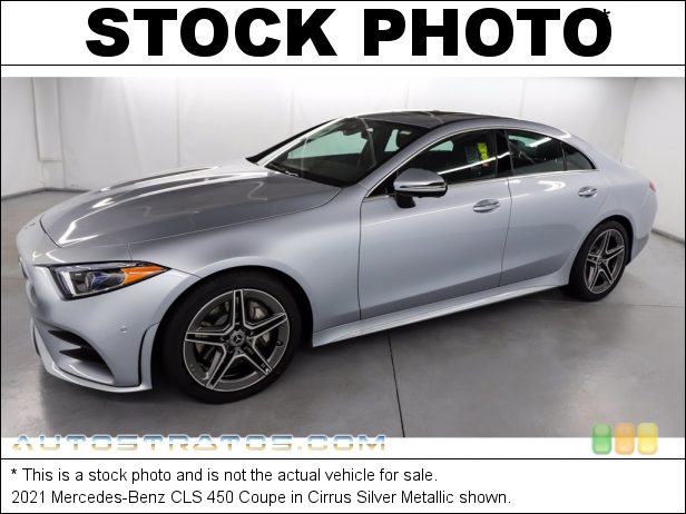 Stock photo for this 2021 Mercedes-Benz CLS 450 4Matic Coupe 3.0 Liter Turbocharged DOHC 24-Valve VVT Inline 6 Cylinder w/EQ 9 Speed Automatic