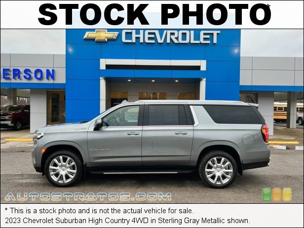 Stock photo for this 2023 Chevrolet Suburban High Country 4WD 6.2 Liter DI OHV 16-Valve VVT V8 10 Speed Automatic