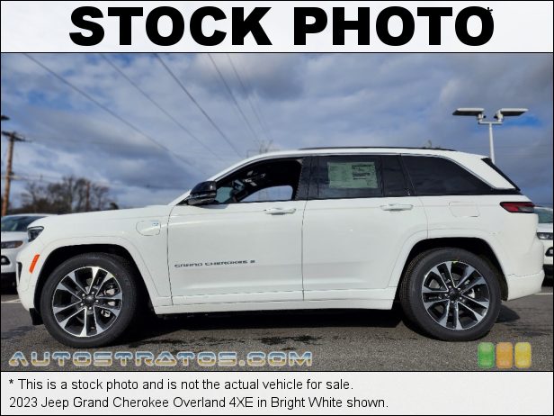 Stock photo for this 2023 Jeep Grand Cherokee Overland 4XE 2.0 Liter Turbocharged DOHC 16-Valve VVT 4 Cylinder Gasoline/Ele 8 Speed Automatic