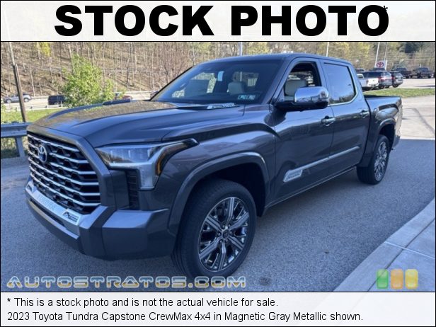 Stock photo for this 2023 Toyota Tundra Capstone CrewMax 4x4 3.5 Liter i-Force Twin-Turbocharged DOHC 24-Valve VVT-i V6 Gasol 10 Speed Automatic