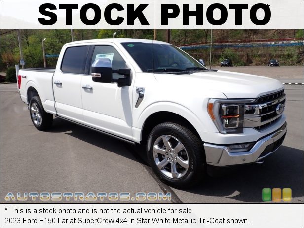 Stock photo for this 2023 Ford F150 Lariat SuperCrew 4x4 3.5 Liter Twin-Turbocharged DOHC 24-Valve VVT EcoBoost V6 10 Speed Automatic