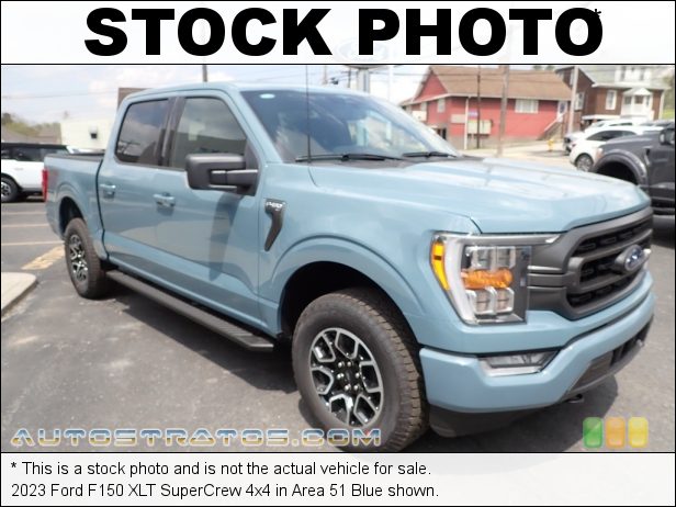 Stock photo for this 2023 Ford F150 SuperCrew 4x4 2.7 Liter Turbocharged DOHC 24-Valve VVT EcoBoost V6 10 Speed Automatic