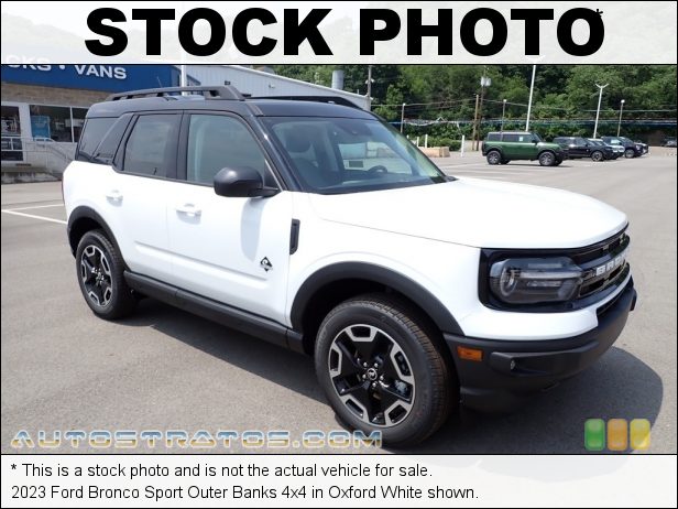 Stock photo for this 2023 Ford Bronco Sport Outer Banks 4x4 1.5 Liter Turbocharged DOHC 12-Valve Ti-VCT Ecoboost 3 Cylinder 8 Speed Automatic