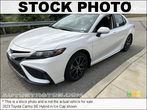 Stock photo for this 2023 Toyota Camry SE Hybrid 2.5 Liter DOHC 16-Valve Dual VVT-i 4 Cylinder Gasoline/Electric CVT Automatic