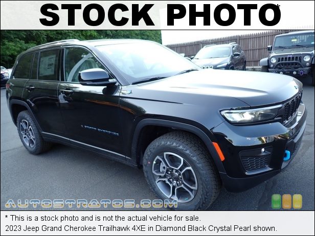 Stock photo for this 2023 Jeep Grand Cherokee Trailhawk 4XE 2.0 Liter Turbocharged DOHC 16-Valve VVT 4 Cylinder Gasoline/Ele 8 Speed Automatic