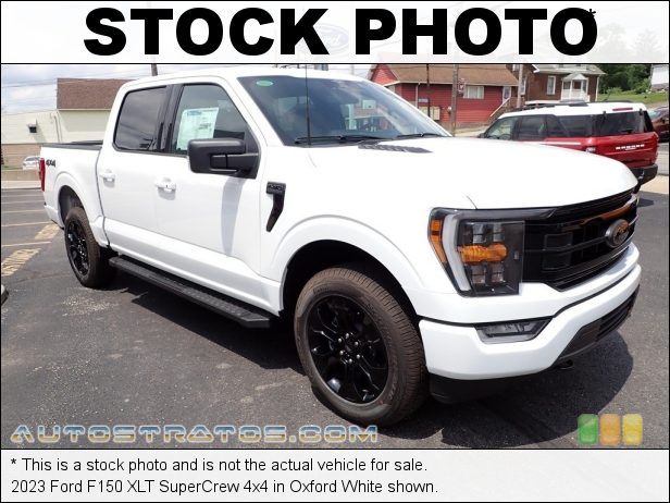 Stock photo for this 2023 Ford F150 SuperCrew 4x4 5.0 Liter DOHC 32-Valve Ti-VCT E85 V8 10 Speed Automatic