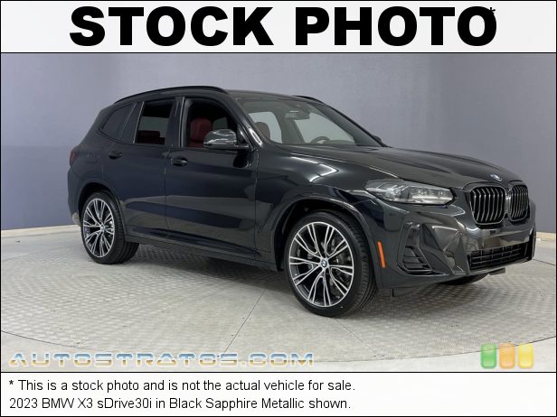 Stock photo for this 2024 BMW X3 sDrive30i 2.0 Liter TwinPower Turbocharged DOHC 16-Valve Inline 4 Cylinder 8 Speed Automatic