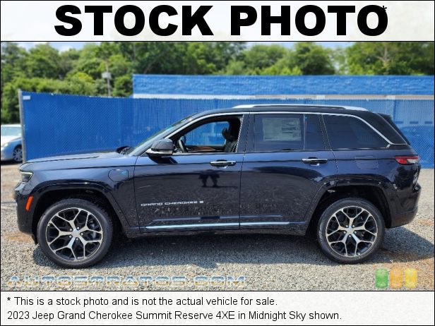 Stock photo for this 2023 Jeep Grand Cherokee Summit Reserve 4XE 2.0 Liter Turbocharged DOHC 16-Valve VVT 4 Cylinder Gasoline/Ele 8 Speed Automatic