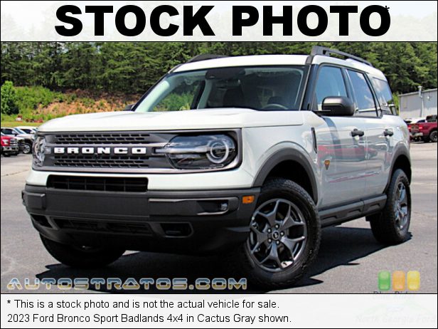 Stock photo for this 2023 Ford Bronco Sport Badlands 4x4 2.0 Liter Turbocharged DOHC 16-Valve Ti-VCT Ecoboost 4 Cylinder 8 Speed Automatic