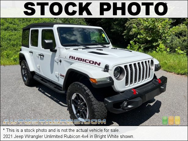 Stock photo for this 2021 Jeep Wrangler Unlimited Rubicon 4x4 3.6 Liter DOHC 24-Valve VVT V6 8 Speed Automatic