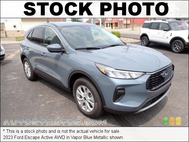 Stock photo for this 2023 Ford Escape Active AWD 1.5 Liter Turbocharged DOHC 12-Valve VVT EcoBoost 3 Cylinder 8 Speed Automatic