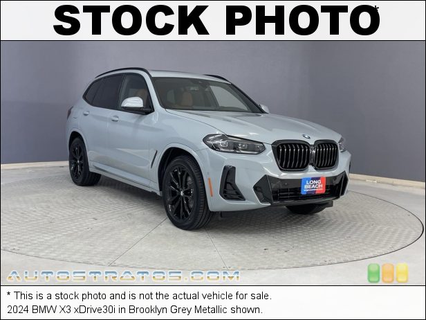 Stock photo for this 2024 BMW X3 xDrive30i 2.0 Liter TwinPower Turbocharged DOHC 16-Valve Inline 4 Cylinder 8 Speed Automatic