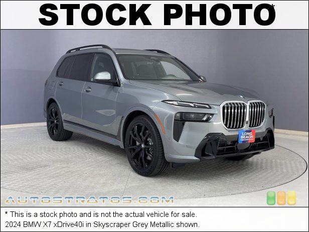 Stock photo for this 2024 BMW X7 xDrive40i 3.0 Liter M TwinPower Turbocharged DOHC 24-Valve Inline 6 Cylind 8 Speed Automatic