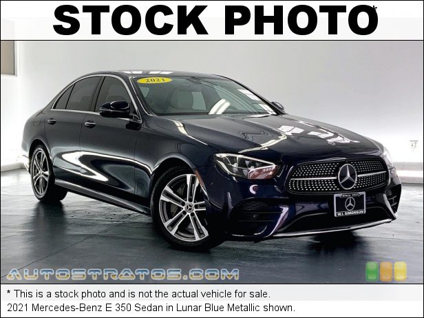 Stock photo for this 2021 Mercedes-Benz E 350 Sedan 2.0 Liter Turbocharged DOHC 16-Valve VVT 4 Cylinder 9 Speed Automatic