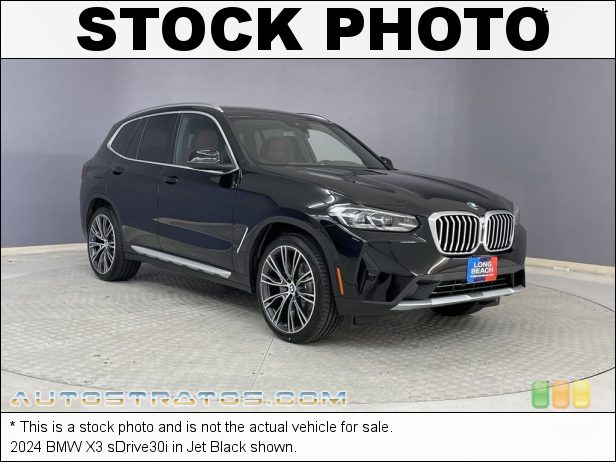 Stock photo for this 2024 BMW X3 sDrive30i 2.0 Liter TwinPower Turbocharged DOHC 16-Valve Inline 4 Cylinder 8 Speed Automatic