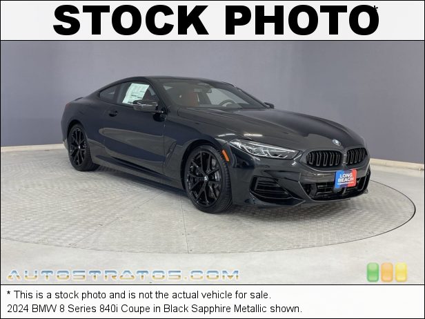 Stock photo for this 2024 BMW 8 Series 840i Coupe 3.0 Liter M TwinPower Turbocharged DOHC 24-Valve VVT Inline 6 Cy 8 Speed Automatic