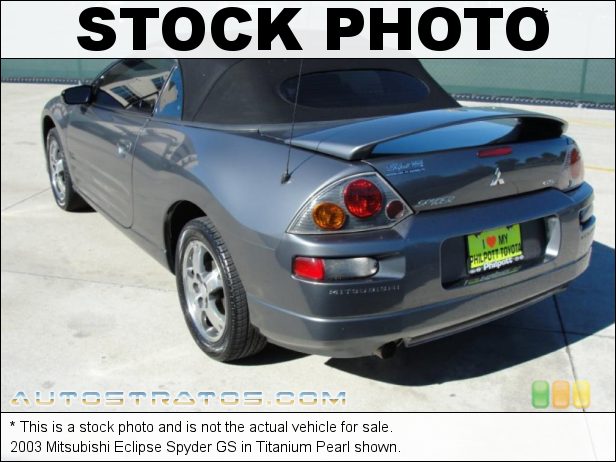 Stock photo for this 2003 Mitsubishi Eclipse Spyder GS 2.4 Liter SOHC 16-Valve 4 Cylinder 5 Speed Manual
