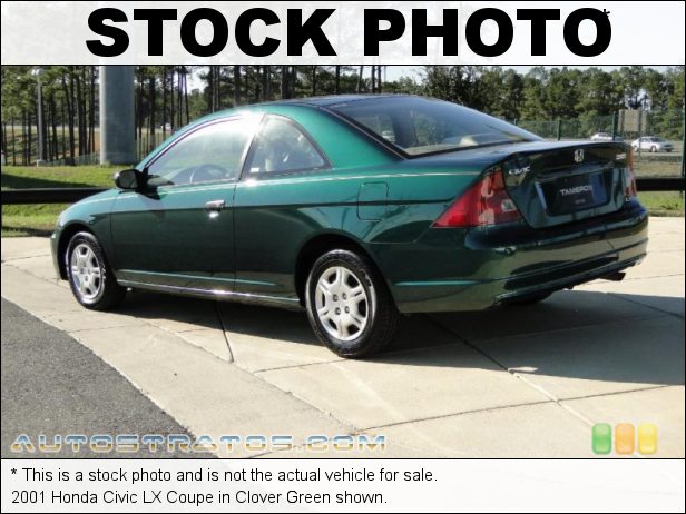 Stock photo for this 2001 Honda Civic LX Coupe 1.7L SOHC 16V 4 Cylinder 4 Speed Automatic