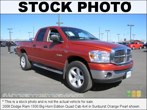 Stock photo for this 2008 Dodge Ram 1500 Quad Cab 4x4 5.7 Liter MDS HEMI OHV 16-Valve V8 5 Speed Automatic