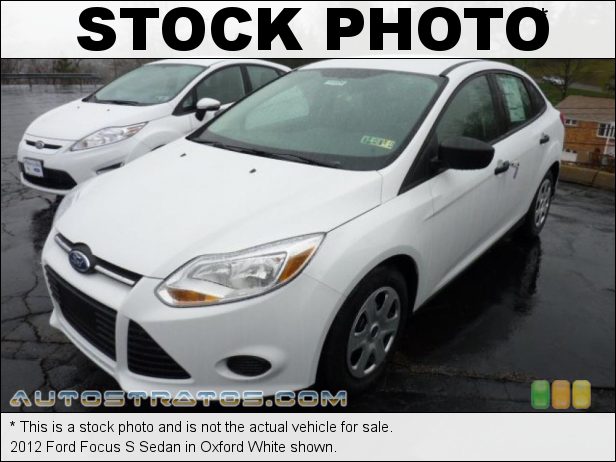 Stock photo for this 2012 Ford Focus S Sedan 2.0 Liter GDI DOHC 16-Valve Ti-VCT 4 Cylinder 6 Speed Automatic
