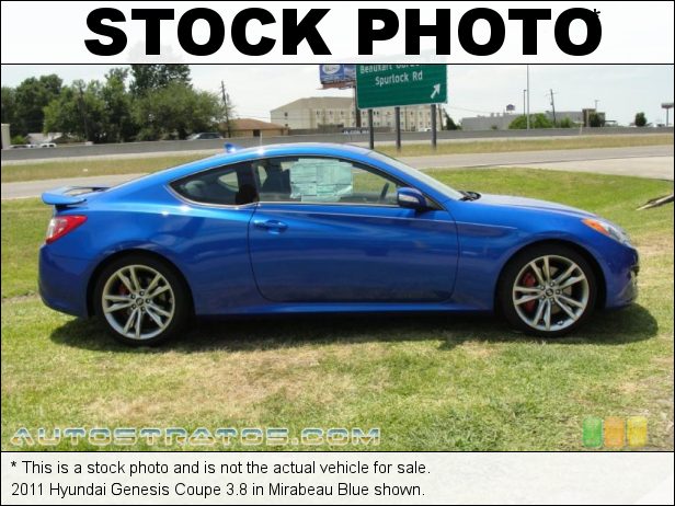 Stock photo for this 2011 Hyundai Genesis Coupe 3.8 3.8 Liter DOHC 24-Valve CVVT V6 6 Speed Paddle-Shift Automatic