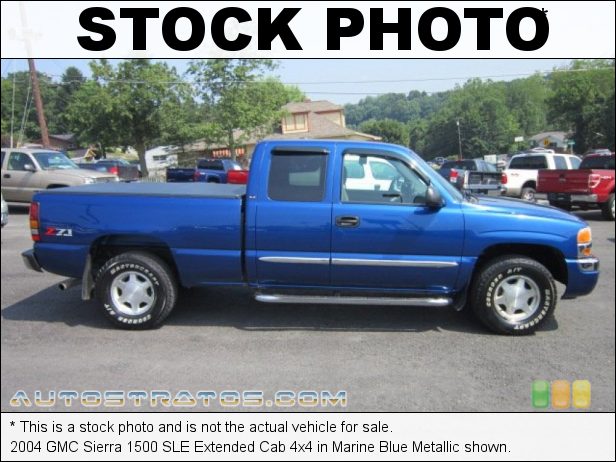 Stock photo for this 2004 GMC Sierra 1500 Extended Cab 4x4 5.3 Liter OHV 16-Valve Vortec V8 4 Speed Automatic