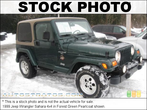 Stock photo for this 1999 Jeep Wrangler Sahara 4x4 4.0 Liter OHV 12-Valve Inline 6 Cylinder 3 Speed Automatic