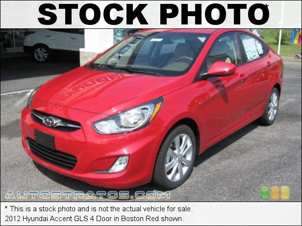 Stock photo for this 2012 Hyundai Accent GLS 4 Door 1.6 Liter GDI DOHC 16-Valve D-CVVT 4 Cylinder 6 Speed Shiftronic Automatic