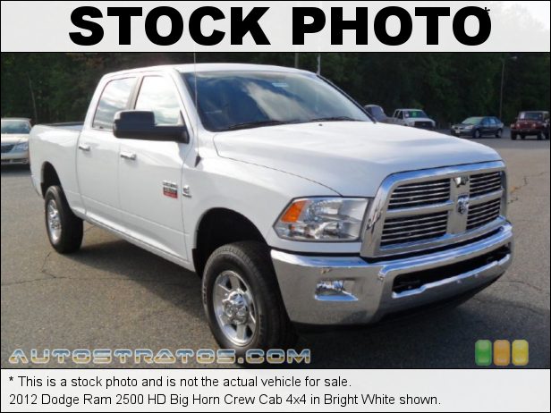 Stock photo for this 2012 Dodge Ram 2500 HD Crew Cab 4x4 6.7 Liter OHV 24-Valve Cummins VGT Turbo-Diesel Inline 6 Cylinde 6 Speed Automatic