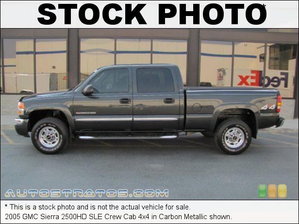 Stock photo for this 2005 GMC Sierra 2500HD SLT Crew Cab 4x4 6.0 Liter OHV 16-Valve V8 4 Speed Automatic