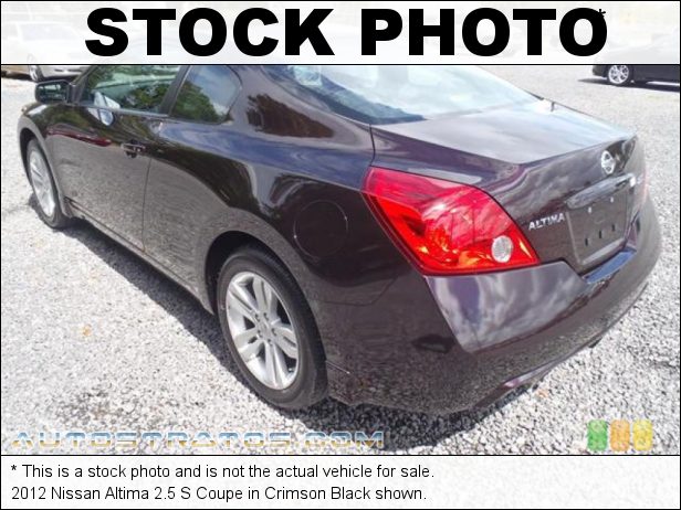 Stock photo for this 2012 Nissan Altima 2.5 S Coupe 2.5 Liter DOHC 16-Valve CVTCS 4 Cylinder Xtronic CVT Automatic