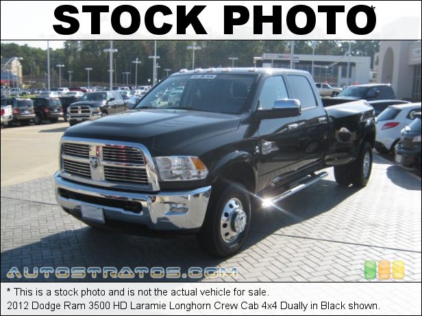 Stock photo for this 2012 Dodge Ram 3500 HD Laramie Crew Cab 4x4 Dually 6.7 Liter OHV 24-Valve Cummins VGT Turbo-Diesel Inline 6 Cylinde 6 Speed Automatic