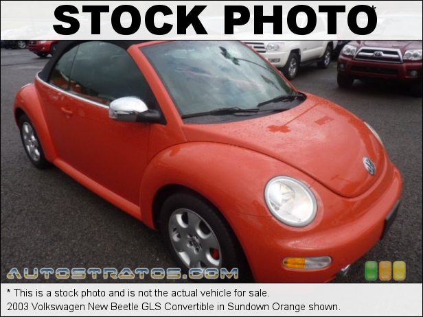 Stock photo for this 2003 Volkswagen New Beetle GLS Convertible 2.0 Liter SOHC 8-Valve 4 Cylinder 6 Speed Tiptronic Automatic Stock photo for this 2003 Volkswagen New Beetle GLS Convertible 2.0 Liter SOHC 8-Valve 4 Cylinder 6 Speed Tiptronic Automatic