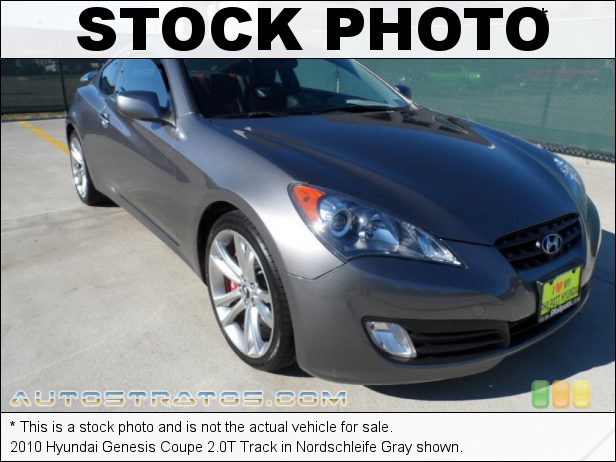 Stock photo for this 2010 Hyundai Genesis Coupe 2.0T Track 2.0 Liter Turbocharged DOHC 16-Valve Dual CVVT 4 Cylinder 6 Speed Manual