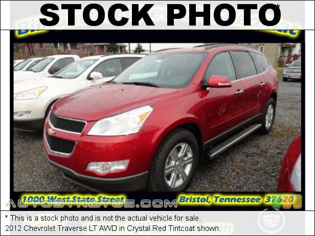 Stock photo for this 2012 Chevrolet Traverse LT AWD 3.6 Liter DI DOHC 24-Valve VVT V6 6 Speed Automatic Stock photo for this 2012 Chevrolet Traverse LT AWD 3.6 Liter DI DOHC 24-Valve VVT V6 6 Speed Automatic