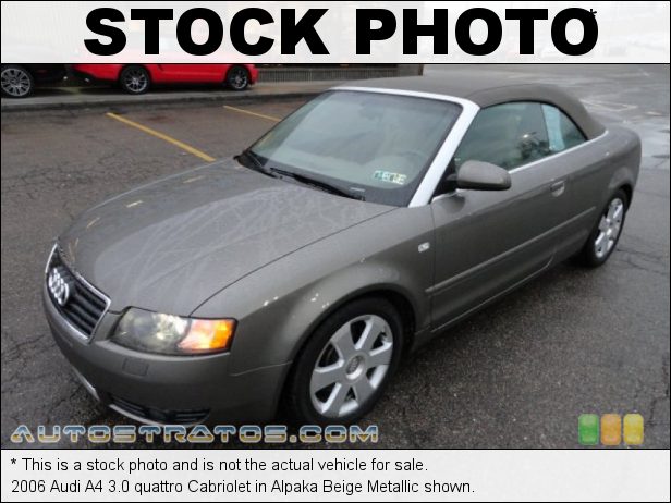 Stock photo for this 2006 Audi A4 3.0 quattro Cabriolet 3.0 Liter DOHC 30 Valve VVT V6 5 Speed Tiptronic Automatic