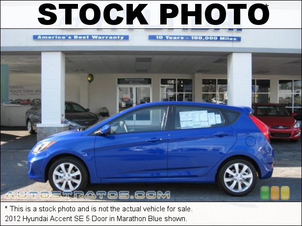 Stock photo for this 2012 Hyundai Accent SE 5 Door 1.6 Liter GDI DOHC 16-Valve D-CVVT 4 Cylinder 6 Speed Shiftronic Automatic