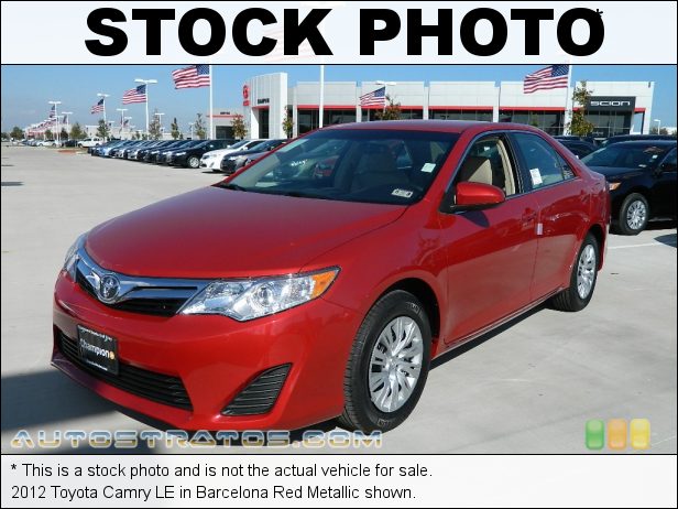 Stock photo for this 2012 Toyota Camry LE 2.5 Liter DOHC 16-Valve Dual VVT-i 4 Cylinder 6 Speed ECT-i Automatic