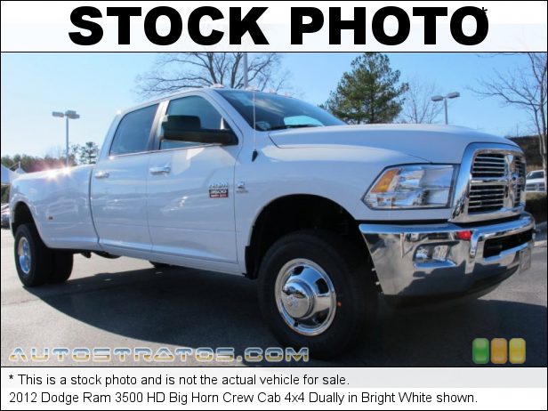 Stock photo for this 2012 Dodge Ram 3500 HD Crew Cab 4x4 6.7 Liter OHV 24-Valve Cummins VGT Turbo-Diesel Inline 6 Cylinde 6 Speed Manual