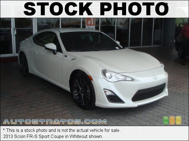 Stock photo for this 2013 Scion FR-S Sport Coupe 2.0 Liter DOHC 16-Valve VVT D-4S Flat 4 Cylinder 6 Speed Paddle Shift Automatic