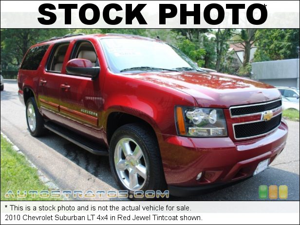 Stock photo for this 2010 Chevrolet Suburban 4x4 5.3 Liter Flex-Fuel OHV 16-Valve Vortec V8 6 Speed Automatic