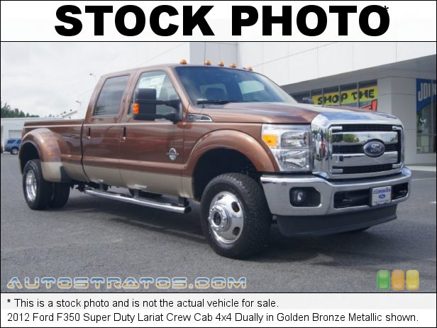 Stock photo for this 2012 Ford F350 Super Duty Lariat Crew Cab 4x4 Dually 6.7 Liter OHV 32-Valve B20 Power Stroke Turbo-Diesel V8 6 Speed TorqueShift Automatic