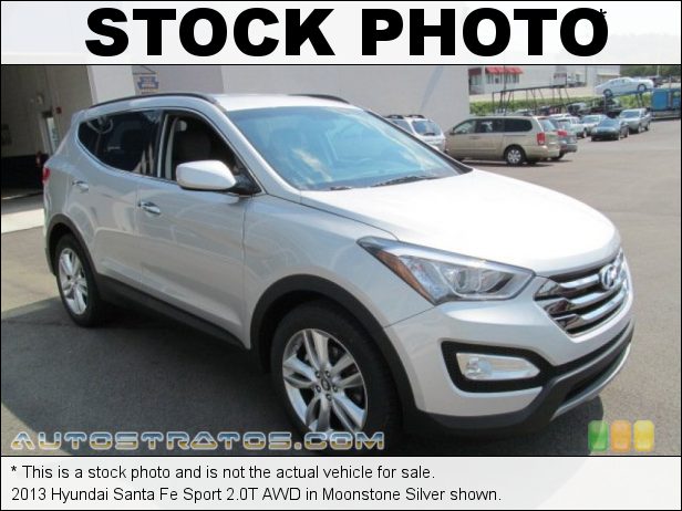 Stock photo for this 2013 Hyundai Santa Fe Sport 2.0T AWD 2.0 Liter Turbocharged DOHC 16-Valve D-CVVT 4 Cylinder 6 Speed Shiftronic Automatic