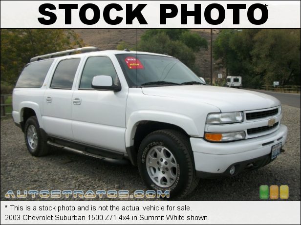Stock photo for this 2003 Chevrolet Suburban 1500 4x4 5.3 Liter OHV 16-Valve Vortec V8 4 Speed Automatic