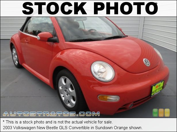 Stock photo for this 2003 Volkswagen New Beetle GLS Convertible 2.0 Liter SOHC 8-Valve 4 Cylinder 6 Speed Tiptronic Automatic