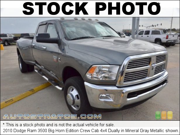 Stock photo for this 2010 Dodge Ram 3500 Crew Cab 4x4 Dually 6.7 Liter OHV 24-Valve Cummins Turbo-Diesel Inline 6 Cylinder 6 Speed Manual
