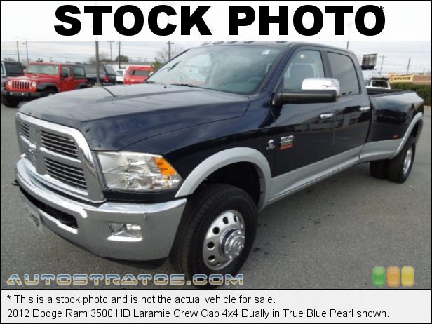 Stock photo for this 2012 Dodge Ram 3500 HD Laramie Crew Cab 4x4 Dually 6.7 Liter OHV 24-Valve Cummins VGT Turbo-Diesel Inline 6 Cylinde 6 Speed Automatic