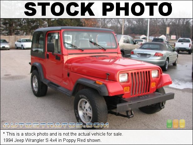 Stock photo for this 1994 Jeep Wrangler S 4x4 2.5 Liter OHV 8-Valve 4 Cylinder 5 Speed Manual